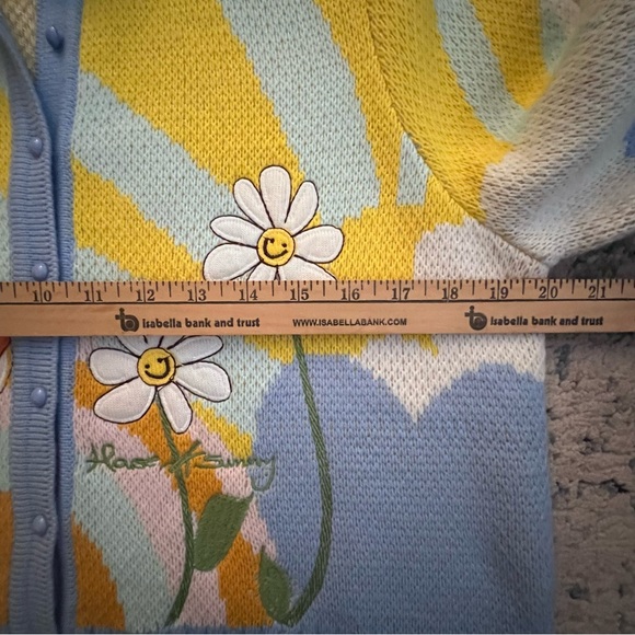 House of Sunny Cardigan Mushroom Daisy Flower Rainbow Sunshine Long Sleeve Sz 10 - Picture 5 of 11